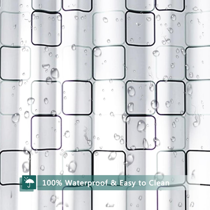 jssablo Shower Curtain Liner, Big Square Waterproof PEVA Shower Curtains with 3 Duty Heavy Bottom Magnets and 12 Rust Proof Grommets, 72x72 Weighted Shower Liner for Shower Stall, Bathtubs - Image 4